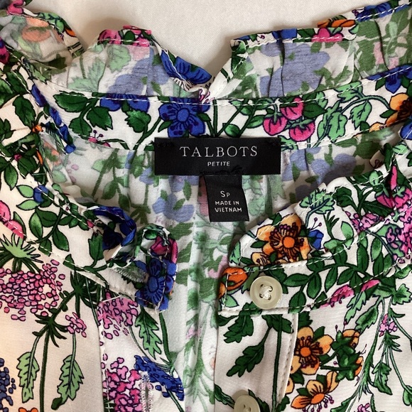 Talbots Floral Print Ruffle Trim Blouse - Picture 2 of 8